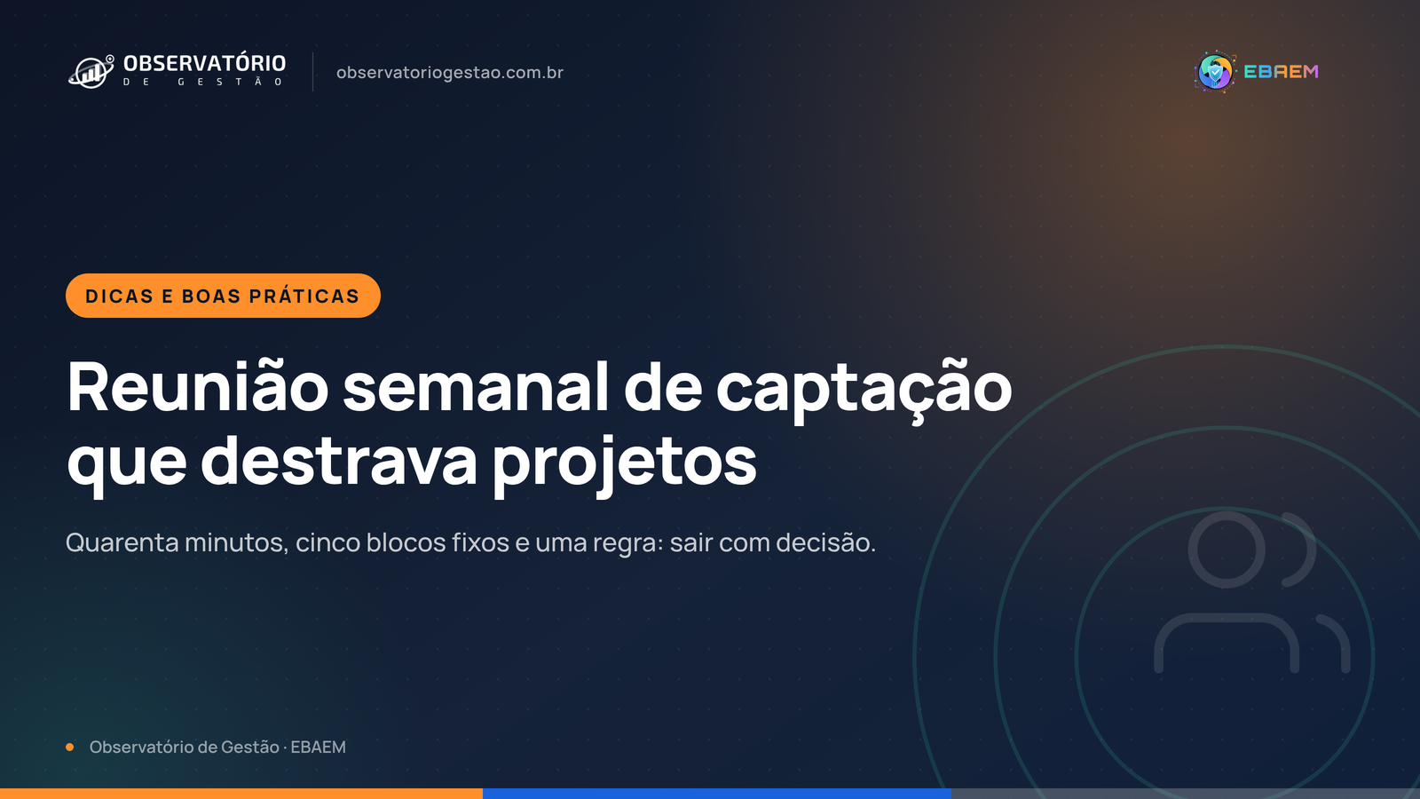 Reunião semanal de captação: a pauta enxuta que destrava projetos parados